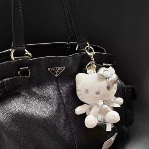 Bild von Limitierter Süßer Silber-Kitty-Anhänger – Modischer Katzen-Taschen- und Schlüsselanhänger mit Plüschpuppe als Geschenk für Frauen
