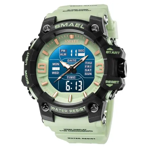 Image de Montre Militaire Homme Étanche - Double Temps & Réveil Numérique