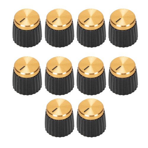 Afbeelding van 10 stuks 6,35 mm zwarte potentiometer knoppen voor elektrische gitaar, versterker en effectpedalen – Volume- en toonregeling
