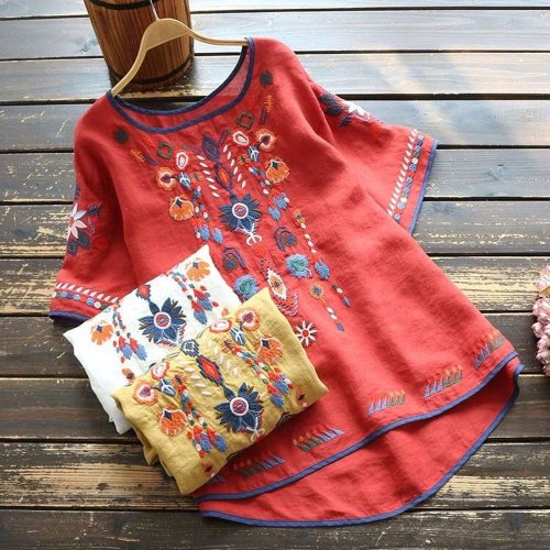 Bild von Stilvolle Baumwoll-Bluse mit Stickerei – Perfekt für Frühling & Sommer