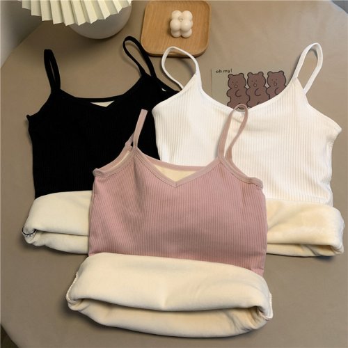 Image of Cozy Winter Velvet Corset Top for Women – Y2K Inspired Sleeveless Slim Fit Fleece Tank with Sexy Solid Design