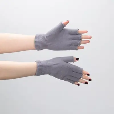 Image de Gants courts noirs sans doigts tricotés, chauds et extensibles pour hiver