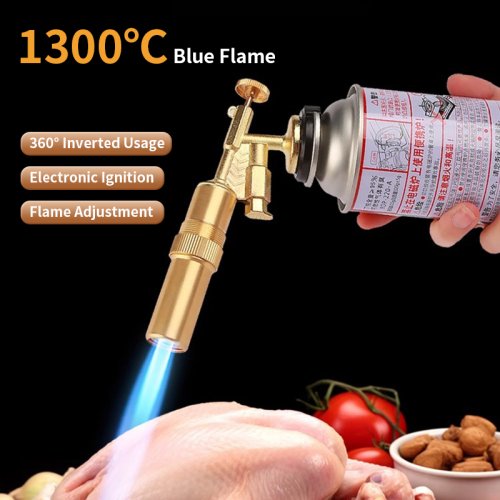 Immagine di Torcia a Gas Portatile con Accensione Automatica - Bruciatore ad Alta Temperatura per Saldatura, Riscaldamento e Cottura all'Aperto