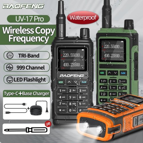 Zdjęcie Baofeng UV 17 Pro Wireless Copy Frequency Walkie Talkie 16 KM Latarka dalekiego zasięgu Ładowarka typu C Ham Radio UV 17 Pro L K5 5R