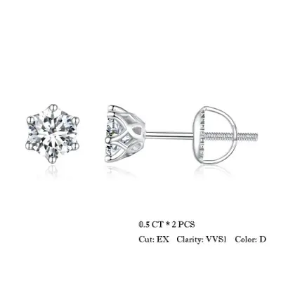 Image de Boucles d'oreilles Moissanite Argent S925 - Élégance & Brillance