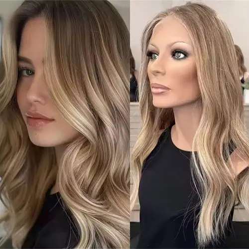 Image de Perruque Lace Front Blond Chaud Ondulée