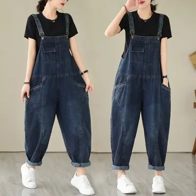 Salopette Femme Denim Vintage à Poches Multiples