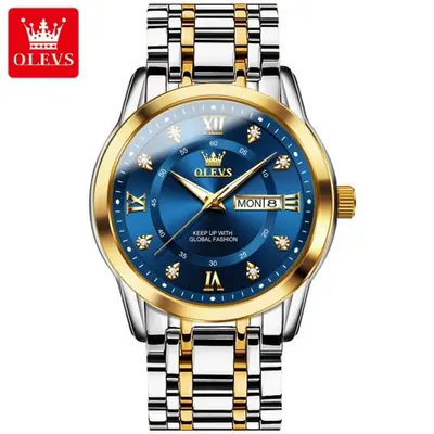 Image de Montre Homme Luxe Quartz Acier Inoxydable Diamants Or