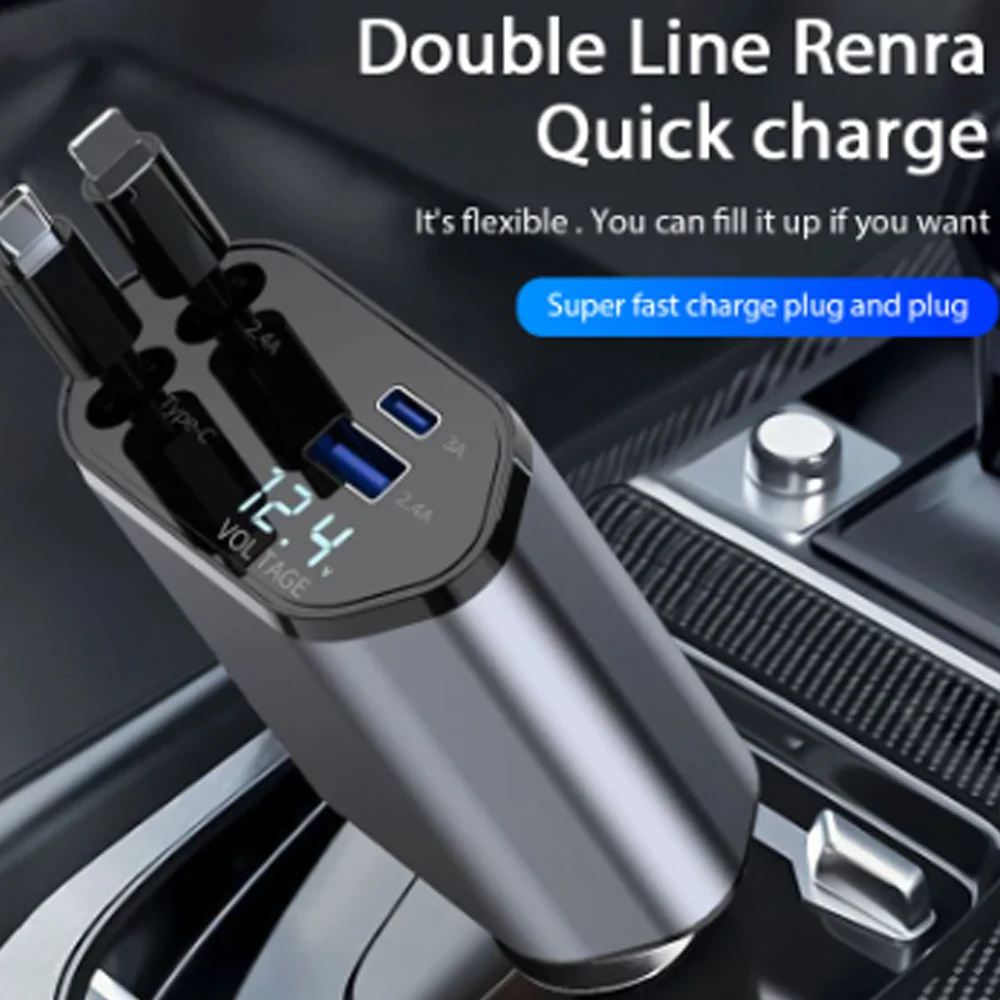 Bild von Schnellladegerät fürs Auto – 120W USB-C mit Einziehkabel