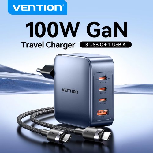 Afbeelding van 100W USB-C Oplader met 4 Poorten – Snelle Oplading voor MacBook, iPhone & Tablet