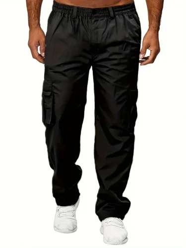 Afbeelding van Cargobroek voor heren Joggingbroek Outdoor Losse rechte lange broek Zomer Casual Multi-Pocket Duurzame werkkleding Mannelijke broek