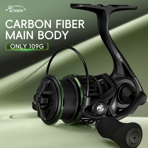 Image of Ultra-Light Carbon Fiber Spinning Fishing Reel 109g, 5.2:1 Gear Ratio with 5+1 Ball Bearings for Saltwater and Freshwater Fishing