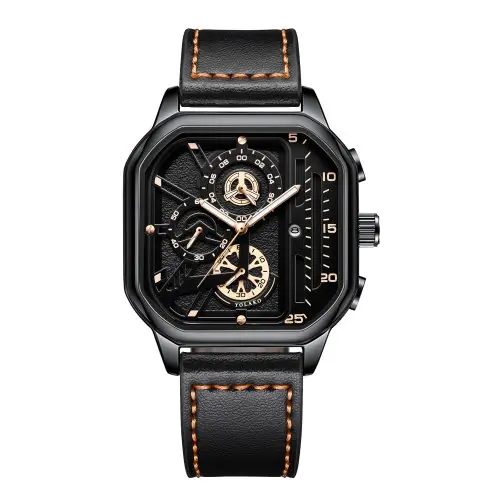 Image de Montre Homme Luxe - Cadran Carré & Bracelet Cuir PU