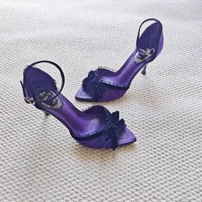 Image de Sandales Élégantes à Talons Aiguilles - Dentelle & Strass