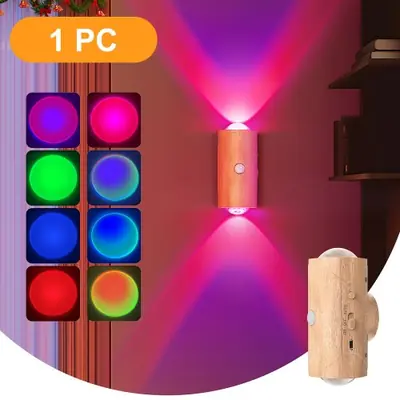 Image de Veilleuse LED RGB avec Capteur de Mouvement - Lumière Ambiante Réglable