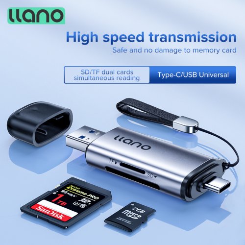Imagen de Lector de Tarjetas USB 3.0 Tipo C Compatible con SD, Micro SD y TF para PC, Teléfono y Tableta
