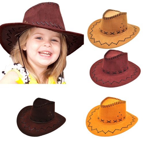 Bild von Kindercowboyhut mit gebogener Krempe – Western-Hut für Jungen und Mädchen, Sonnenhut für Outdoor-Aktivitäten, Geburtstagsgeschenk, Urlaub, Party & Cosplay