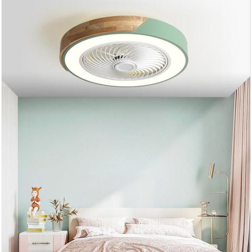 Image de Ventilateur de Plafond en Bois avec Lumière - 52 cm