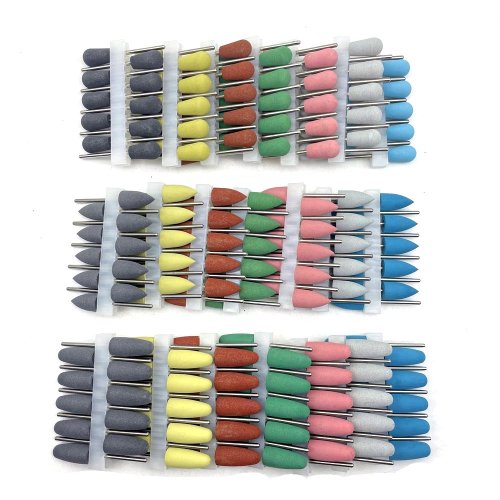 Immagine di Set da 10 Pezzi di Frese in Gomma di Silicone per Lucidatura Dentale – Strumenti Professionali per Sbiancamento e Pulizia dei Denti