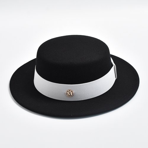 Imagen de Sombrero Fedora de Estilo Británico para Mujer, Moda Otoño-Invierno, Tapa Plana con Lazo y Cinta Elástica, Sombrero de Fieltro Elegante para Vestido de Boda y Gorra de Jazz