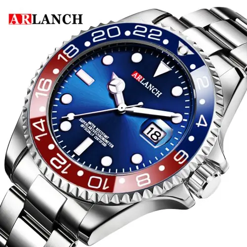Image de Montre Homme Quartz 40mm - Design Classique Rouge & Bleu