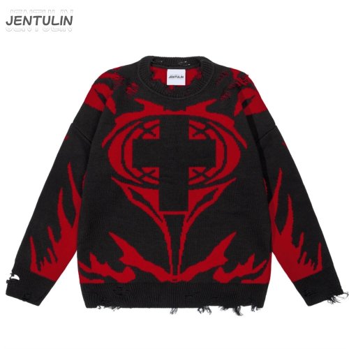 Imagen de Suéter Gráfico de Hip Hop para Hombre, Jersey de Punto de Invierno con Estilo Harajuku, Tops de Manga Larga Moda Urbana Y2K