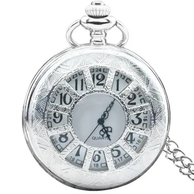 Image de Montre de Poche Steampunk Vintage en Argent - Collier Pendentif Horloge