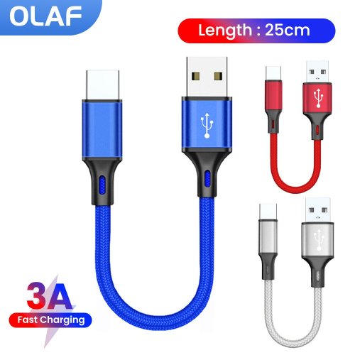 Zdjęcie Krótki kabel 0,25 m Kable Micro USB Typ c Przewód do szybkiego ładowania Przenośny przewód do Power Bank iPhone 15 Samsung Android Phone