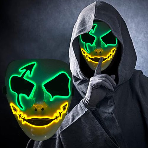 Imagen de Máscara Luminosa de Baile Shuffle con Diseño de Purga y Demon Slayer, Mascarada Brillante para Cosplay y Halloween, Accesorio Ideal para Casas Embrujadas y Fiestas de Terror