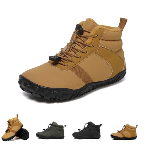 Image of Waterproof Kids Barefoot Snow Boots with Wide Toe Box – Warm Fur-Lined Winter Shoes for Boys and Girls Outdoor Use