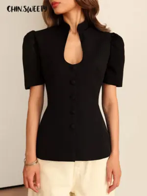 Image de Blazer Femme Manches Bouffantes - Style Streetwear Élégant