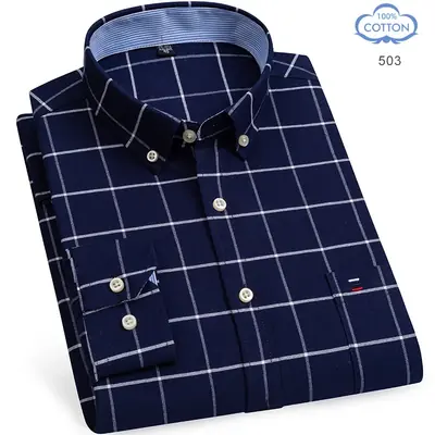 Image de Chemise Oxford Rouge à Carreaux - 100% Coton