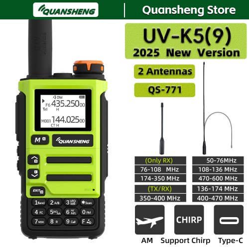 Image of Quansheng UV K5 9 Walkie Talkie Two Way Radio Long Range Transceiver Wireless Set Ham Amateur Receiver with AM FM Communication