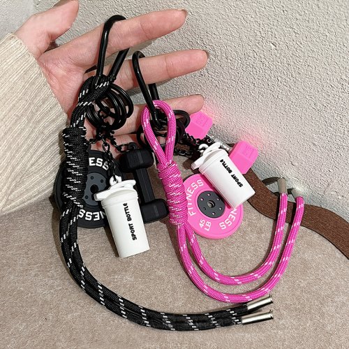 Zdjęcie Ręcznie Pleciony Brelok Fitness w Formie Mini Hantli – Unikalna Zawieszka DIY z Nylonowej Linki dla Miłośników Siłowni i Aktywnego Trybu Życia
