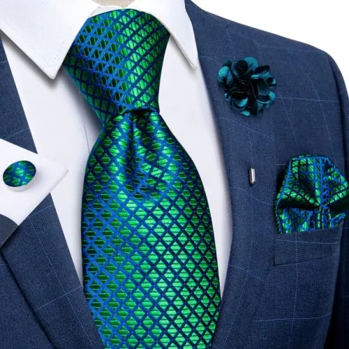 Image de Cravate Paisley Bleu Argent + Accessoires Homme