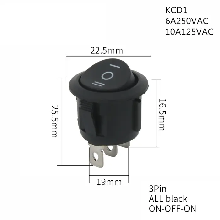 3Pin noir ON-éteint-ON