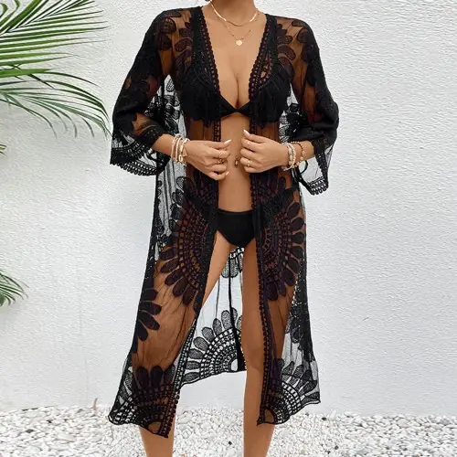 Image de Kimono de Plage Dentelle Transparent - Été Élégant