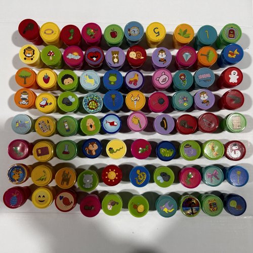 Bild von 20 verschiedene Selbsttinten-Stempel für Kinder – Lustige Gesichter, Smileys und Tiere zum Basteln, Malen und Dekorieren