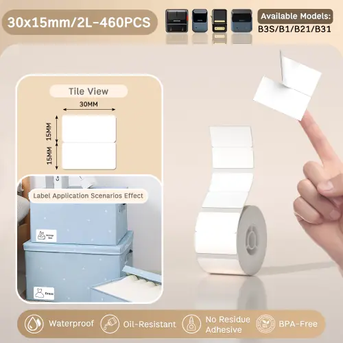 Image de Étiquettes Adhésives Blanches pour Imprimante Niimbot Mini