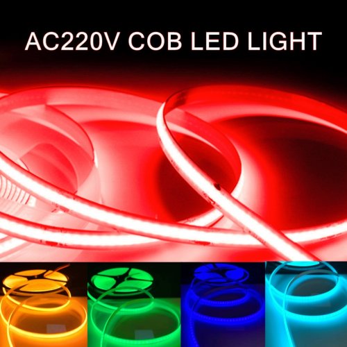 Image of 10 Meter Multicolor COB LED Strip Light 220V Flexible Tape Lighting with Smart IC, No Driver Required, High Brightness 240 LEDs, Linear Lighting, RA95 Color Rendering
