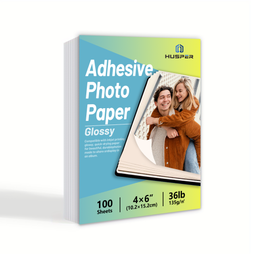 Image de Papier Photo Adhésif Brillant 4x6 Pouces - 100 Feuilles
