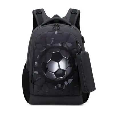 Image de Sac à Dos Écolier Résistant avec Charge USB - Noir