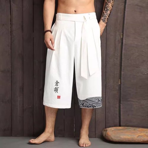 Immagine di Pantaloni tradizionali Kimono giapponese Uomo Abbigliamento asiatico Pantaloni da bagno Pantaloni ca...