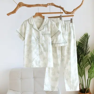 Image de Pyjama d'été en coton gaze - Ensemble court et confortable