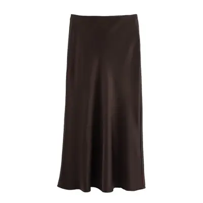 Image de Jupe Longue Satin Élégante Taille Haute
