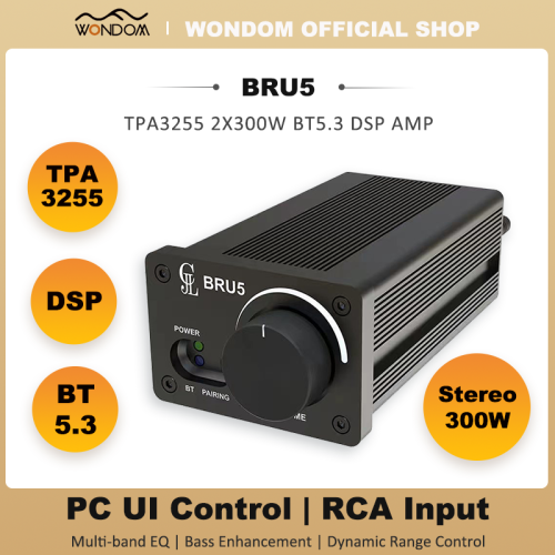 Image of TPA3255 2x300W Bluetooth Amplifier BT5.3 Module 2.0 Stereo High Power DSP PC UI Control RealTime Class D Desktop Amplifier BRU5