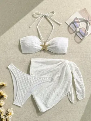 Image de Sexy Maillot de Bain 3 Pièces Bandeau Push-Up Marron