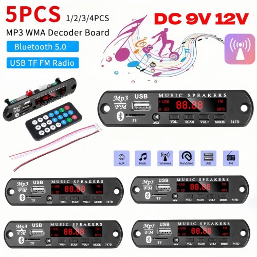 Afbeelding van 1-5 STKS 9 V 12 V MP3 WMA Decoder Board USB AUX TF FM Radio Bluetooth 5.0 Draadloze Lossless Muziekspeler Module met Afstandsbediening