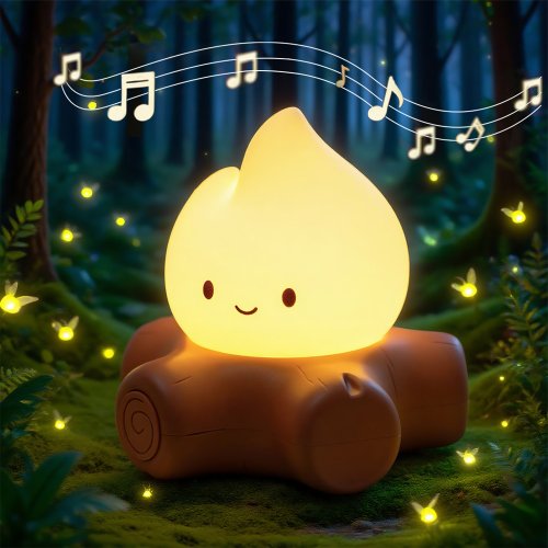 Imagen de Luz Nocturna de Fogata con Ruido Blanco - Ambiente Mágico para Niños