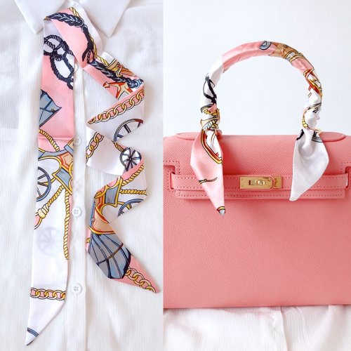 Immagine di Sciarpa di Seta Skinny da Donna 90x4 cm - Elegante Foulard Lungo per Capelli, Collo e Borsa, Accessorio Multifunzione in Setas Naturale